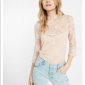 Express - Lace mock neck bell sleeve blouse. SZ S